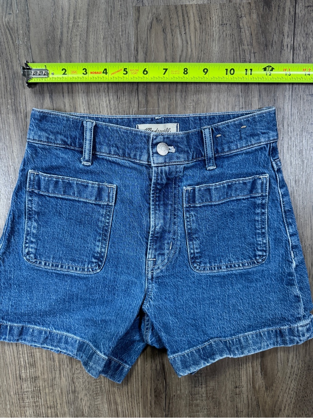 Madewell High-Rise Sailor Short Denim Patch Pocket Medium Wash Size 24 - Picture 4 of 13